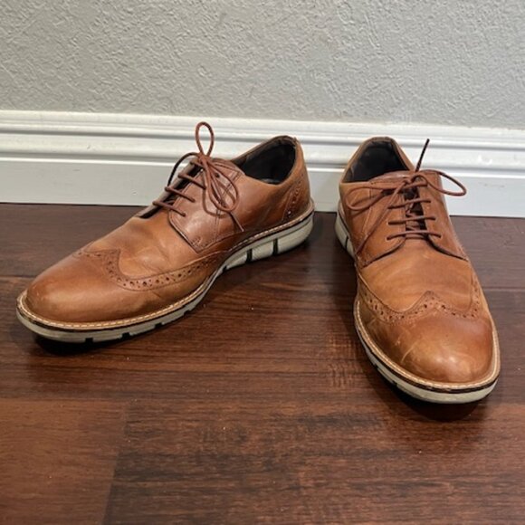Ecco Oxford Leather Shoes Mens Light Brown Sz 10 60267401053